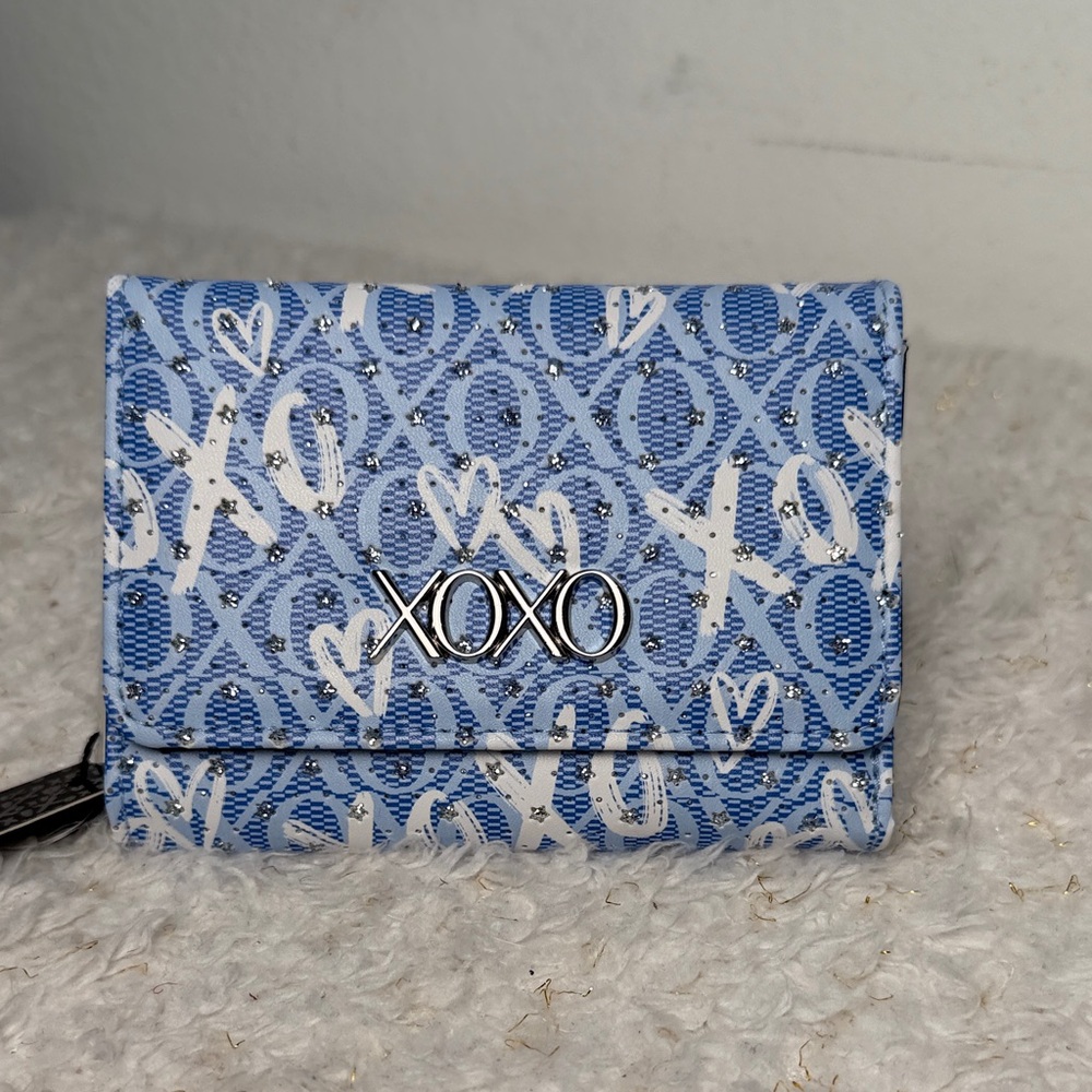 XOXO Sky Blue and White trifold wallet